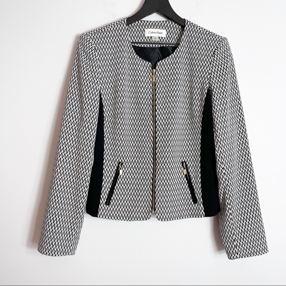 Calvin Klein10 Black/White Moto Style Zip Jacket